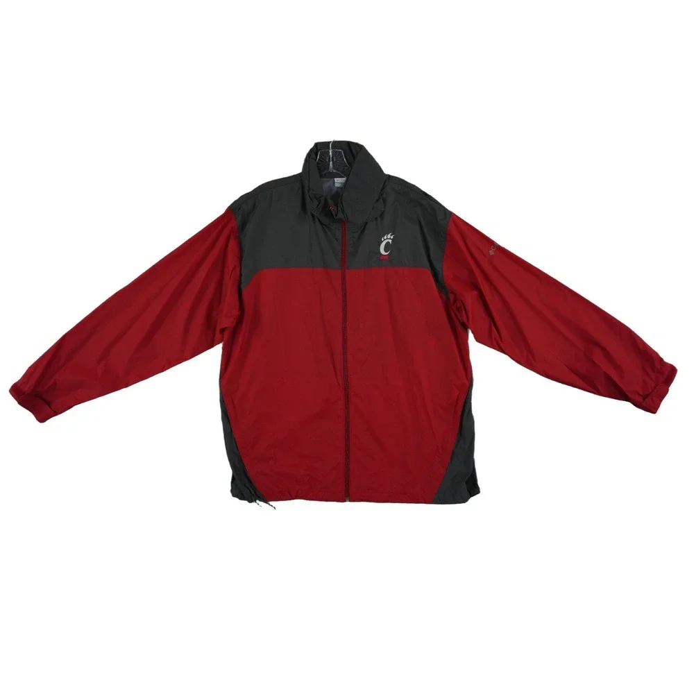 Columbia Windbreaker Jacket Men's Size XL Red Grey Cincinnati Bearcats Full Zip